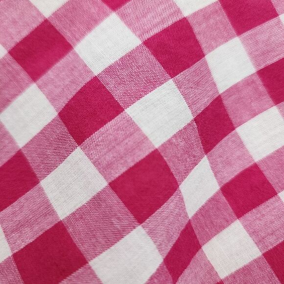 Gap Gingham Button-Up Shirt Cotton Hot Pink and White Checkered Top Blouse XL - Picture 11 of 12